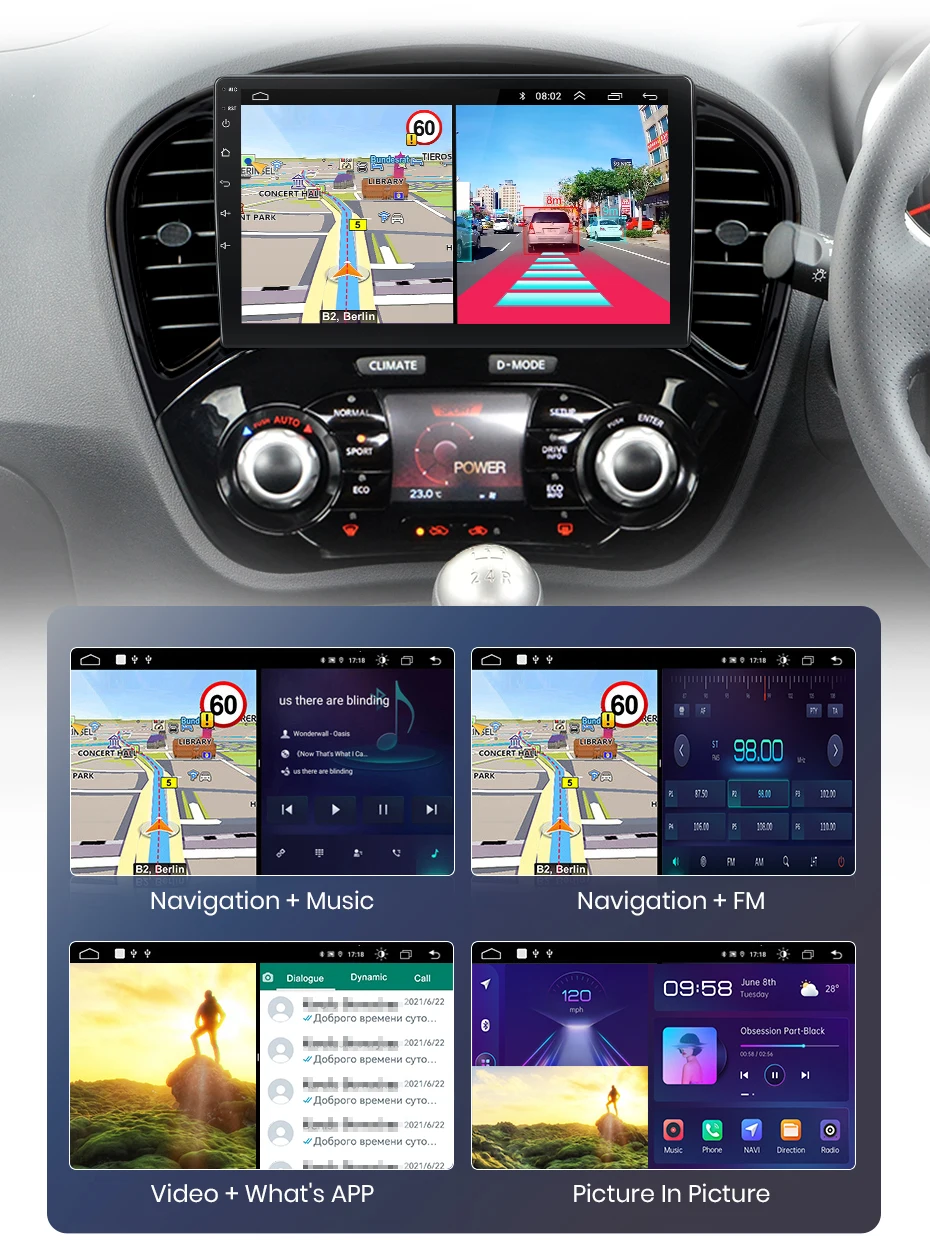 Junsun Kabelloses Carplay Android Auto Autoradio für Nissan Juke Yf15 2010 - 2014 Intelligentes System Stereo Multimedia Autoradio – Detail 22