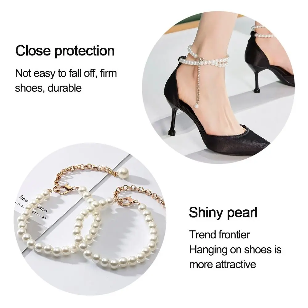 Ankle Holding Anti-skid Pearl Chain Anklets Pearl Heels Band High-heeled Shoes Straps High Heels Chain Women Shoelaces