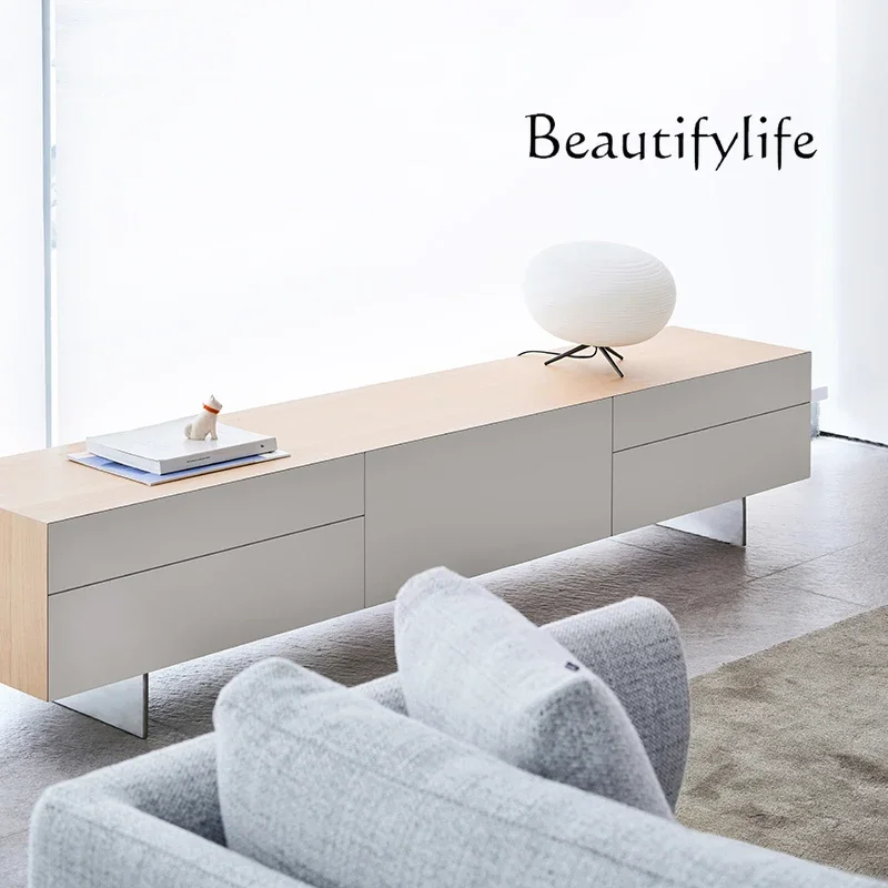 

Nordic Living Room Home Side Cabinet Gray White Floor Cabinet Log Modern Simple TV Cabinet Small Apartment