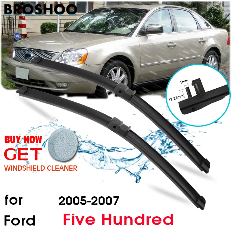 

BROSHOO Car Clean The Windshield Wiper Blade Natural Rubber For Ford Five Hundred 2005 2006 2007 Fit Side Pin/Push Button Arms