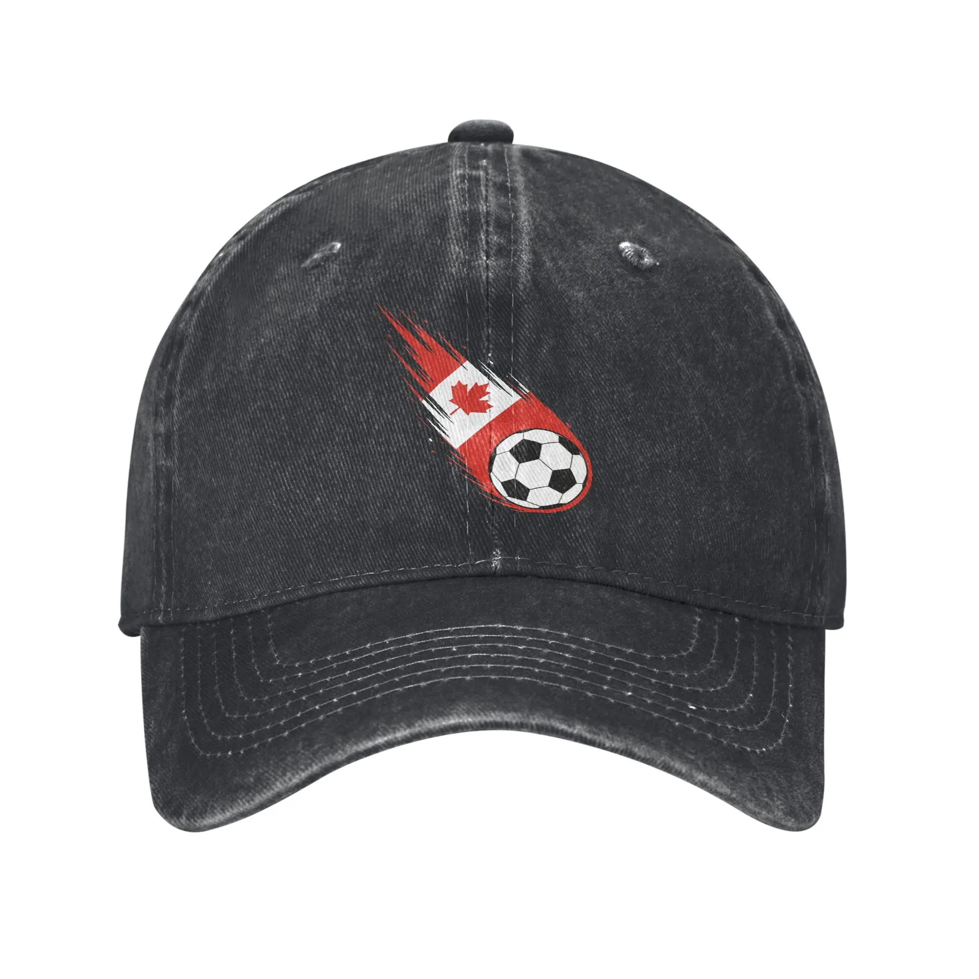Canada Soccer Ball Canadian Flag Baseball Cap Retro Distressed Denim  Snapback Hat Men Women Summer Adjustable Caps Hat