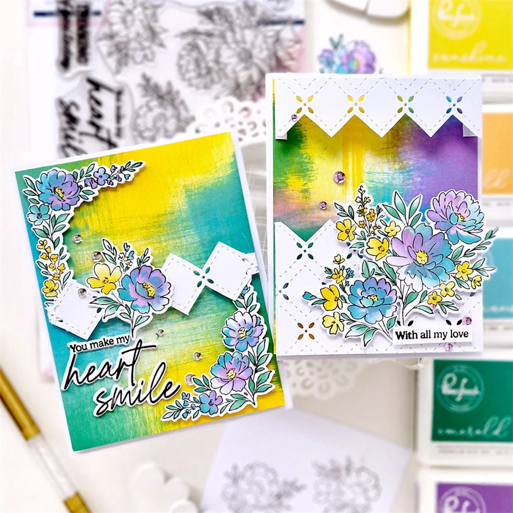 Paquete de liberación completa Flourish & Glow, troquel de corte Washi, sellos para álbum de recortes, plantillas, troqueles de corte de Metal de papel para manualidades, decoración en relieve