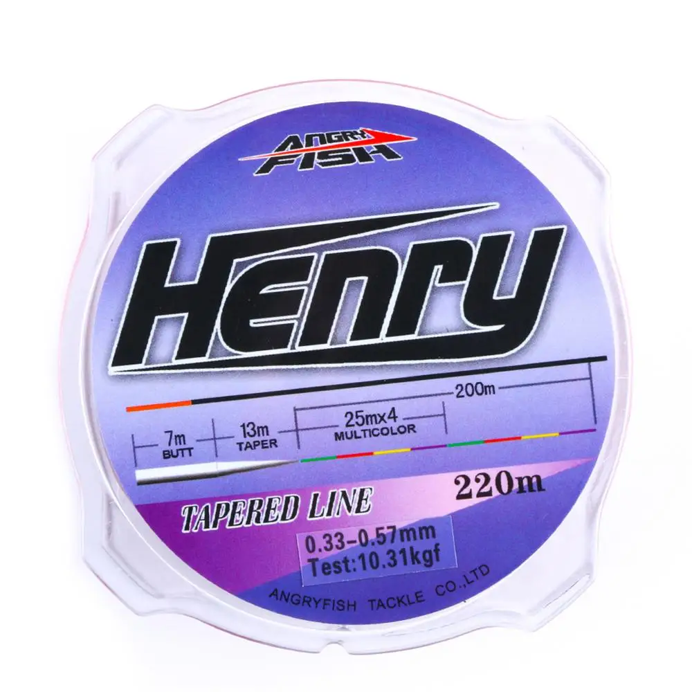 Nylon forte afilado pesca linha, Henry série, popular, forte, força, 220m