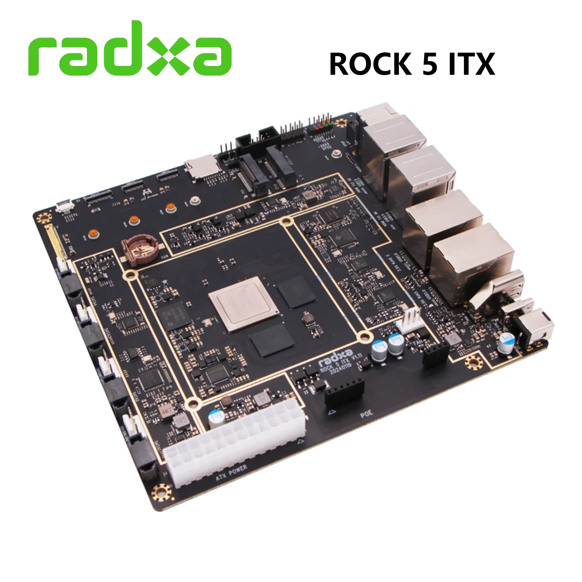 Radxa ROCK 5 ITX RK3588 Octa Core Development Board LPDDR5 RAM, 8K HDMI and Pre-installed Roobi System Mini-ITX Motherboard