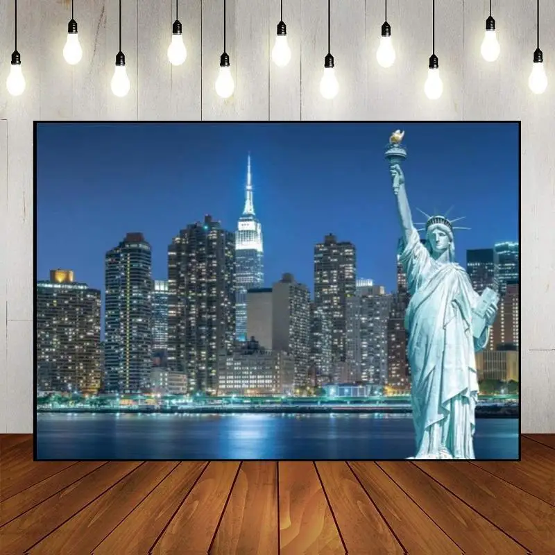 

Party Wall Pyramid the Statue of Liberty World Landmark Theme Decoration New York City Worldwide Famous Banner Custom Backdrop