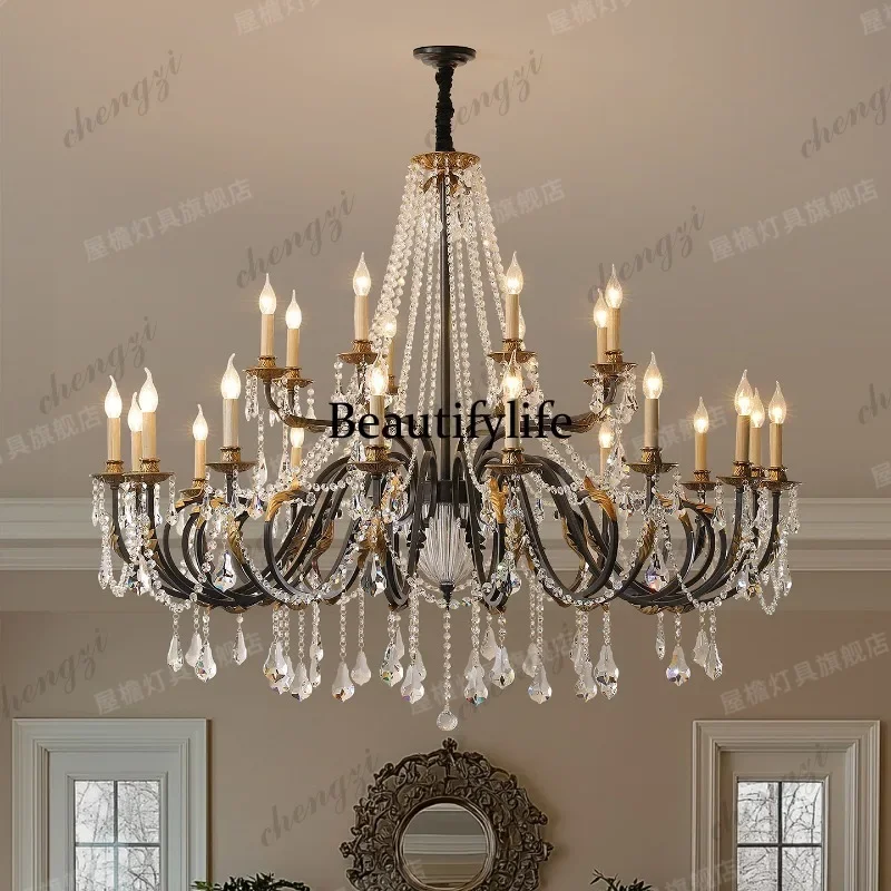 Z138 American crystal chandelier, retro French engineering hotel in the lobby, new restaurant lamps in the large living room