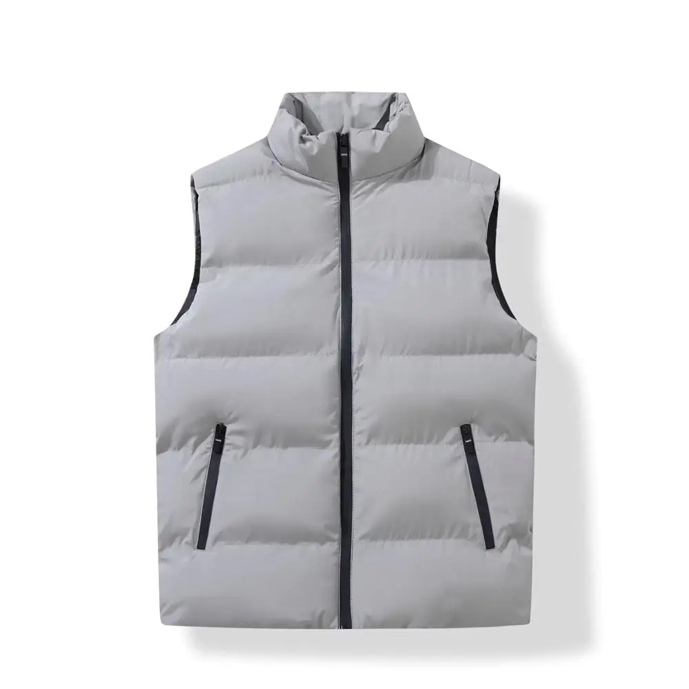 Cheap Durable down Vest Men's Autumn Winter Warmth Sleeveless Stand Collar Casual Shoulder Pad Jacket Youth Fashion Style