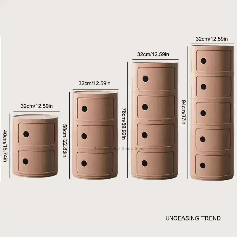 

Creative Bedroom Bedside Table Modern Minimalist Round Storage Small Cabinet Large Capacity Plastic Side Cabinet 협탁