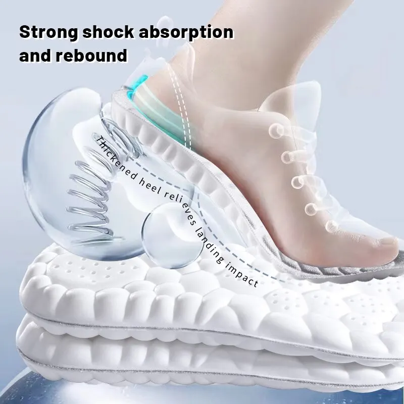 5D Sports Insoles for Shoes PU Soft Running Insole for Feet Breathable Shock Absorption Shoe Sole Arch Support Orthopedic Insert image 2
