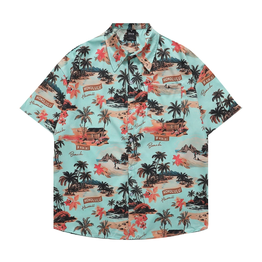 

Summer 2024 Hawaiian Beach Shirts Short Sleeve Retro Men's Shirt Women Blouse Streetwear Hip Hop Unisex Casual Aloha Button Tops