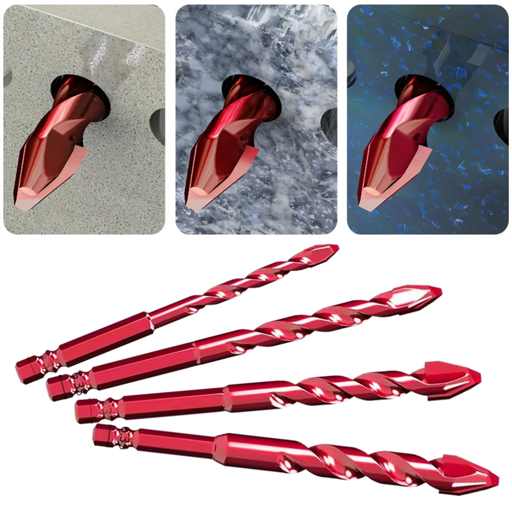 6/8/10/12mm Black Hex Shank Cross Tip Carbide Tipped Ceramic Tile Triangle Drill Bit For Glass Ceramic Concrete