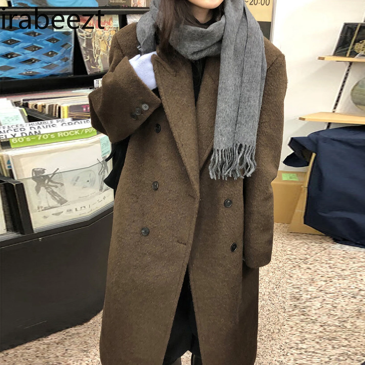 Korean Retro Temperament Winter Atmosphere Coat Simple Suit Collar Single-breasted Warm Пальто Женское Jackets for Women