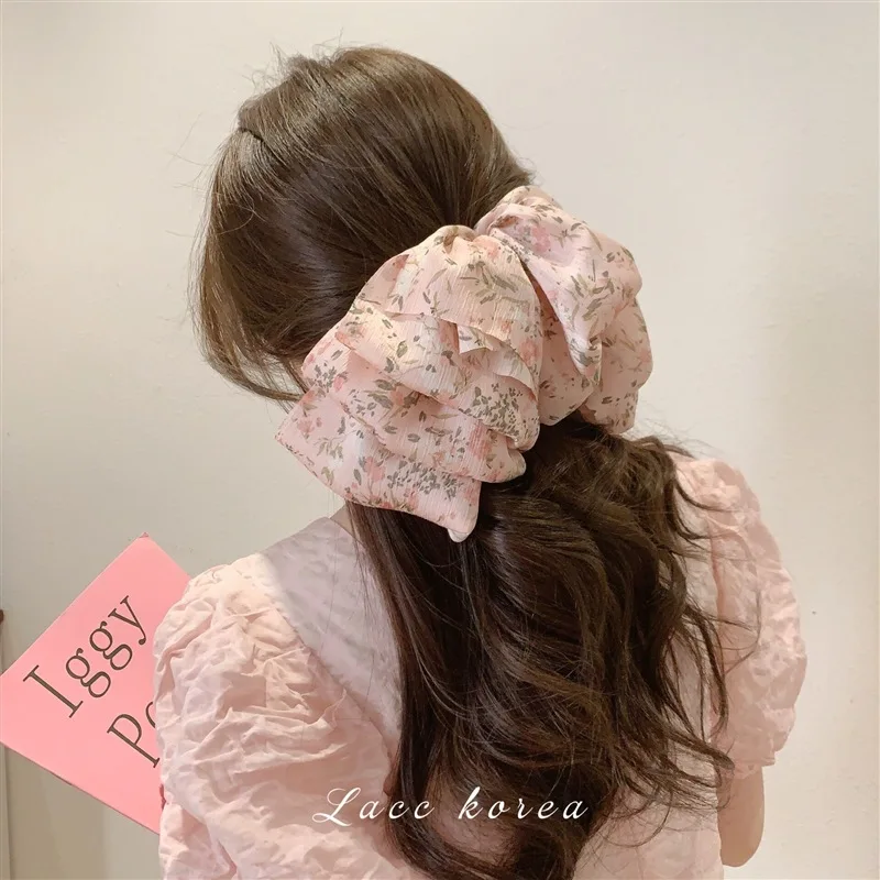 Mesh Crushed Flower Multi-Layer Bow Hair Clip Super Fairy Fluffy Chiffon Spring Clip Headdress Hairpin Clip Hair Accessories