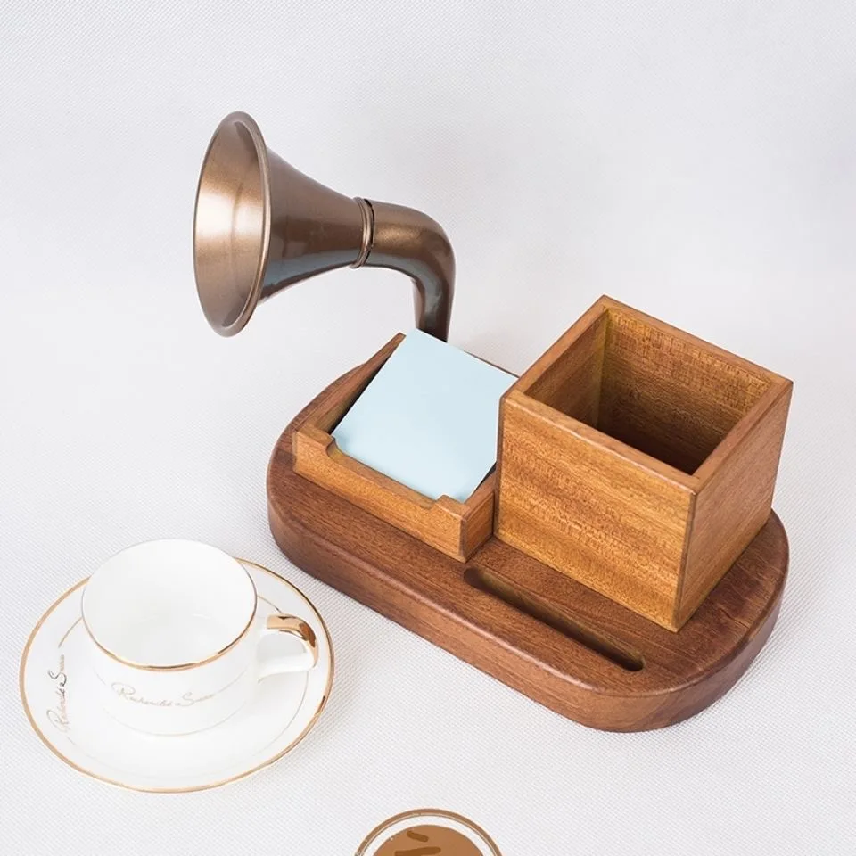 Hölzerner Shabili-Handyhalter aus massivem Holz mit Lautsprecherständer und Stifthalter