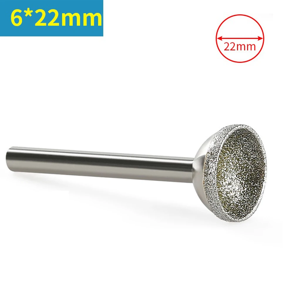 

1pc 10-25mm Diamond Grinding Head Mounted Points 6mm Shank Spherical Concave Jade Carving Burrs For Rotary Tools