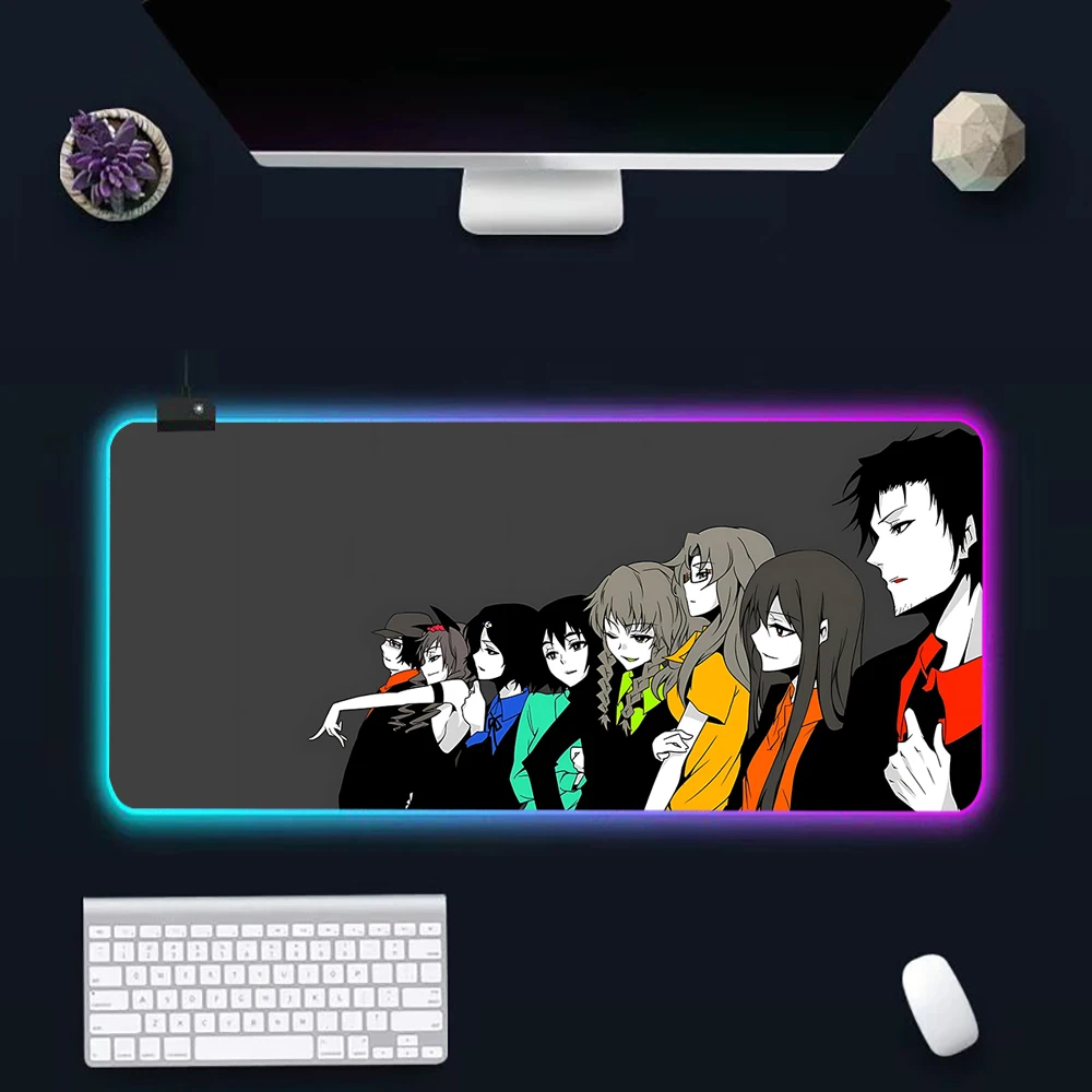 

Коврик для мыши Hot Gate anime game S-Steins RGB для ПК, игровой коврик для мыши с LED-подсветкой, резиновый коврик для компьютера