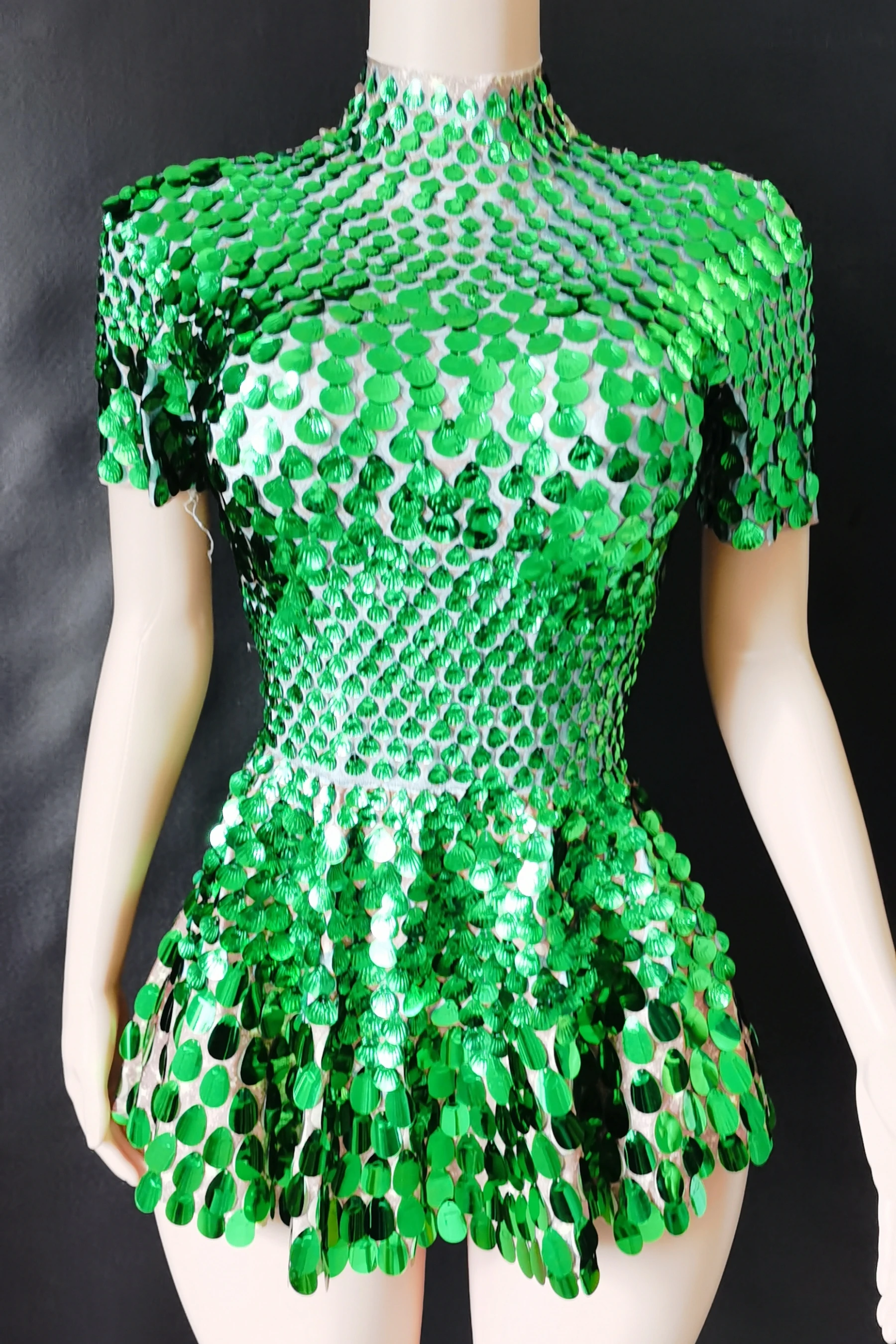 Mini vestido de lantejoulas traje para boate, sexy leotard, brilhante, adorável, prata, comemorar, strass bodysuit, aniversário, 7G