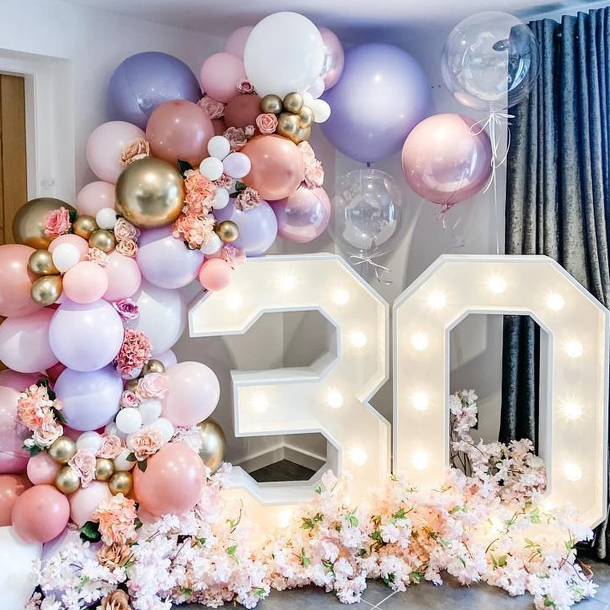 91.5cm Marquee Light Up Giant Number Balloon Filling Box 1st 18 30 40 50 Birthday Mosaic Balloon Frame Birthday Party Decoration