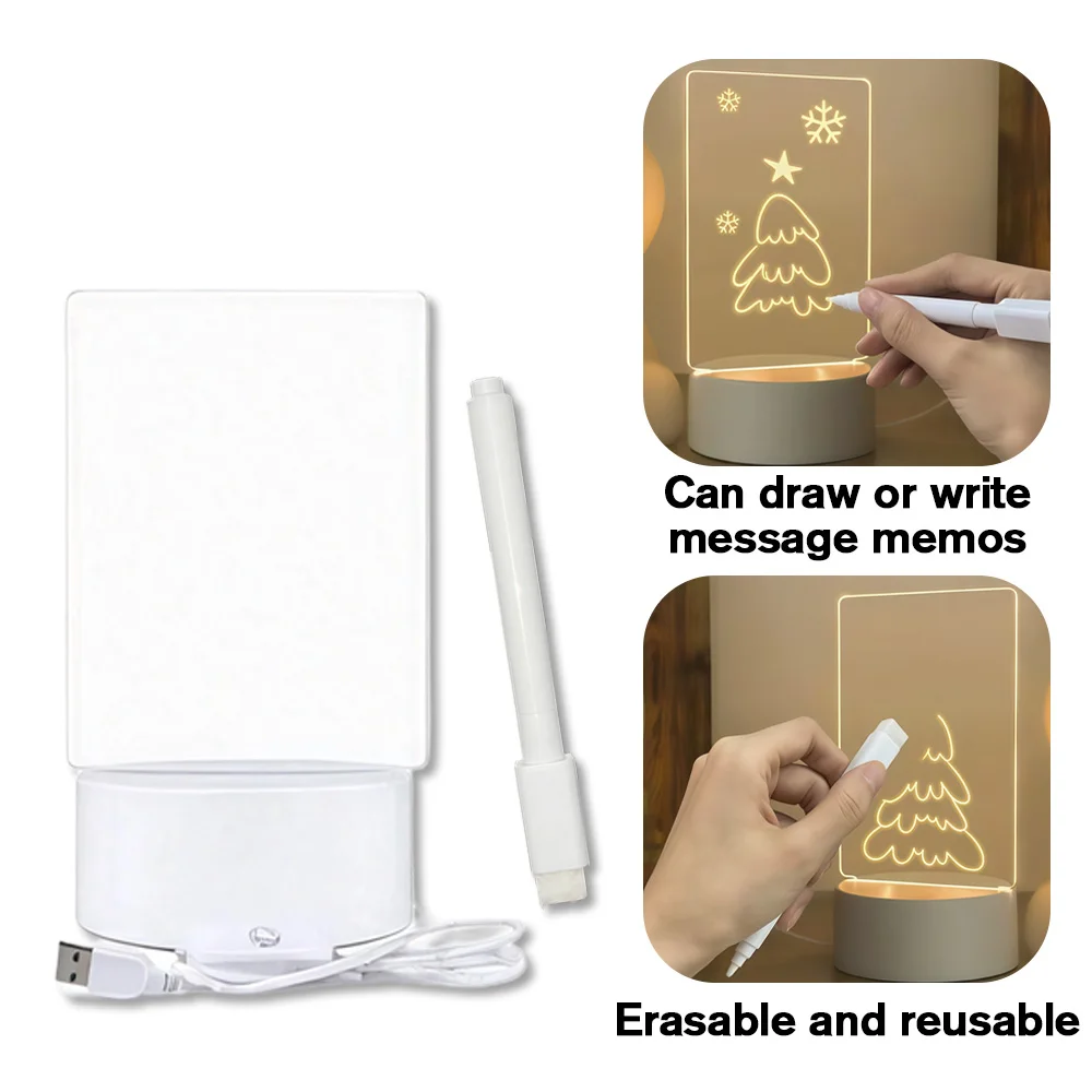 3D Erasable Message Board Acrylic Intelligent Handwriting Note Board DIY Bedside Table Night Light Festival Gift for Friends