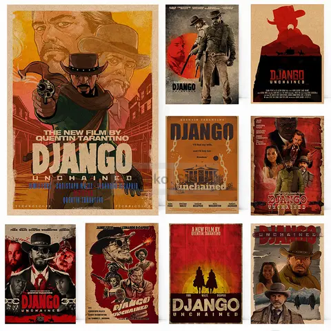 Klasik Batı Filmleri Django Zincirsiz Retro Posterler Eski Film Baskılar Tuval Boyama Duvar Sanatı Resimleri Ev Odası Dekorasyon