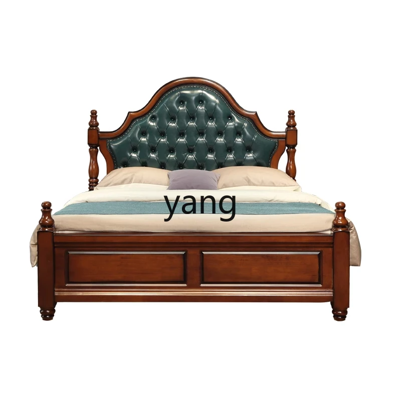 

LMM modern simple double bed 2 meters master bedroom wedding bed 1.5 meters 1.8 solid wood soft bag ancient bed