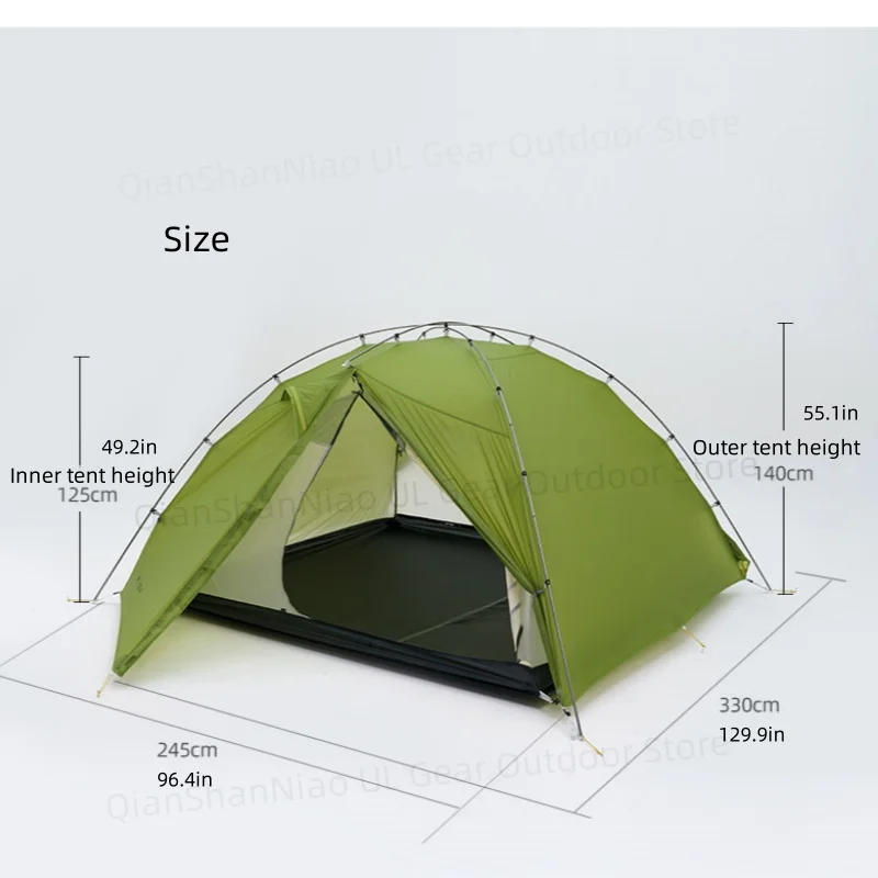 3F UL Gear Taiji 3 Ultralight Camping Tent Outdoor Mountaineering Windproof Hiking Tent 15D Nylon Double Layer Tent 3-4 Person