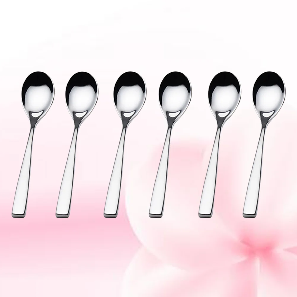 Stainless Steel Smooth Spoons Teaspoon Coffee Spoon Dessert Stir Soup Smooth Spoons Stainless Steel Smooth Spoons For Tea