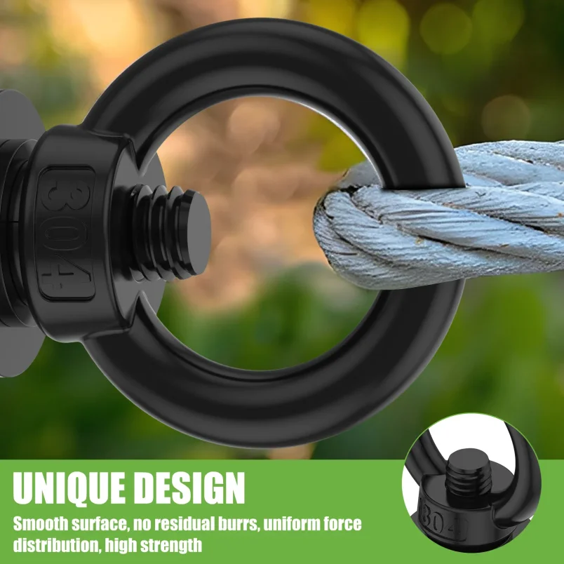 4Pcs Stainless Steel T Track Mount Tie Down Anchor Heavy Duty M8 Ring Shaped Eye Bolt Rings for Car Roof Rack Ropes Hold Cord