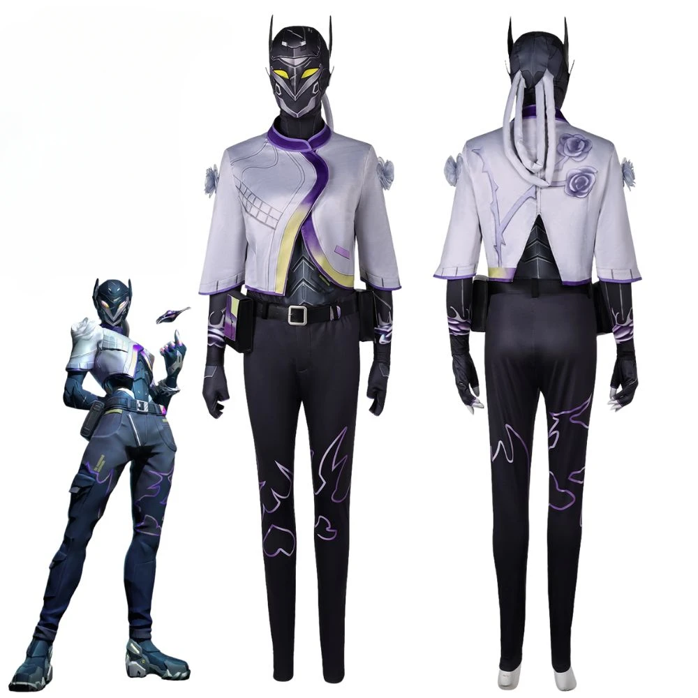 

Game Valorant Vyse Cosplay Costume Women Vyse Zentai Outfits Suit Jacket Gloves Jumpsuit Set Halloween Carnival Uniform