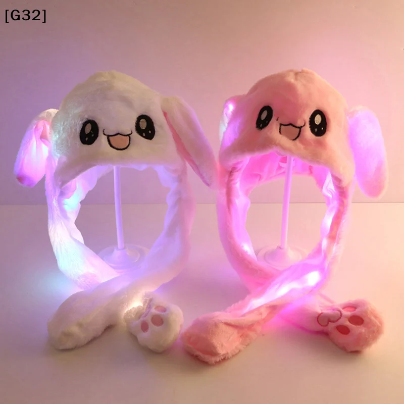 1Pc Glowing Moving Bunny Ear Hat, Cute Plush Jumping Rabbit Hat, Multiple Colors Available[G32]
