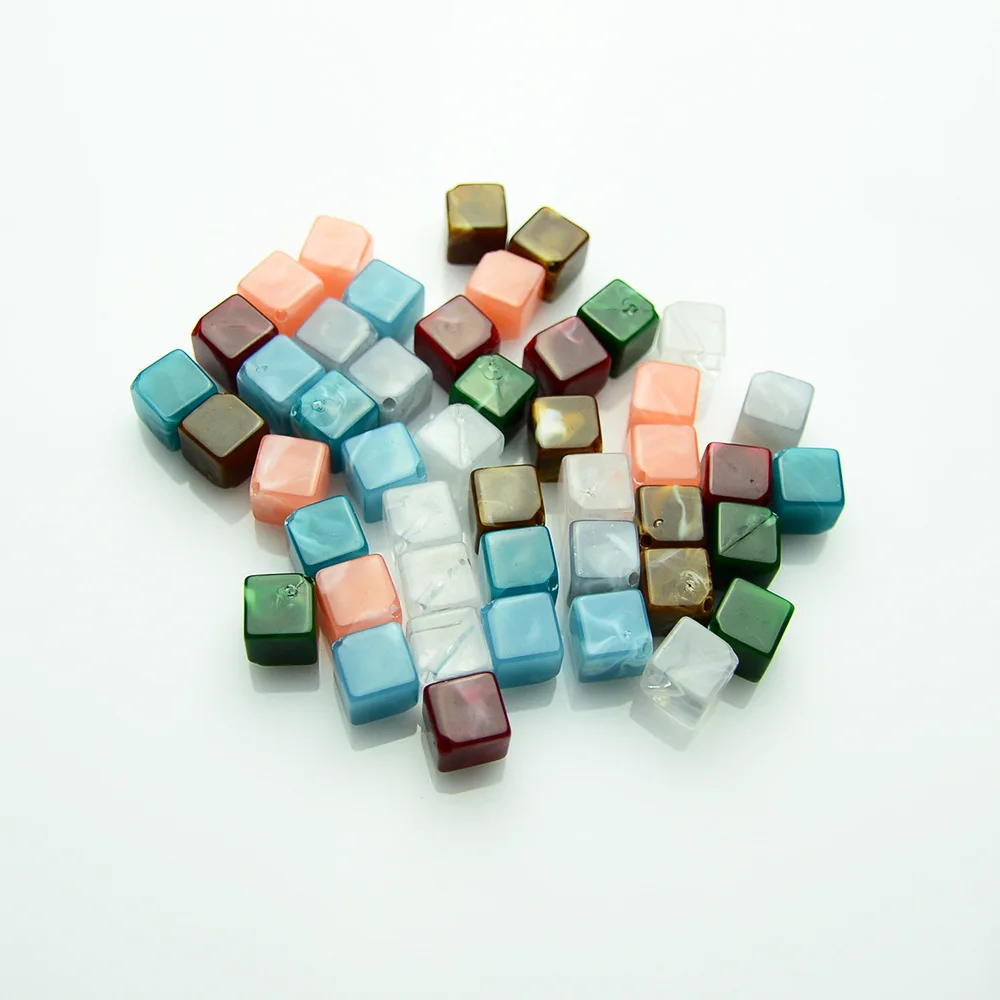 30 Pieces  10mm  Jelly Colored Square  Straight Hole Acrylic Beads  DIY Charm Making Necklace Bracelet Clothing Accessories