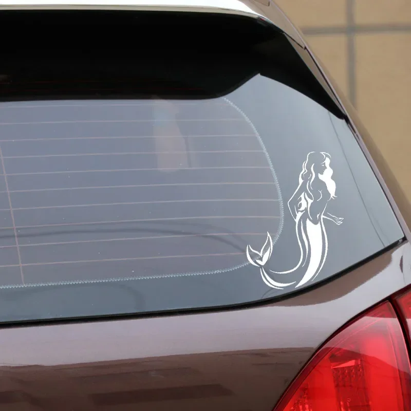 ملصق سيارة لطيف PVC سيارة ملصق حورية البحر قبيلة الخيال المحيط فتاة الأسماك سيارة ملصق الإبداعية مقاوم للماء أسود/أبيض ، 17 سنتيمتر * 11 سنتيمتر #5