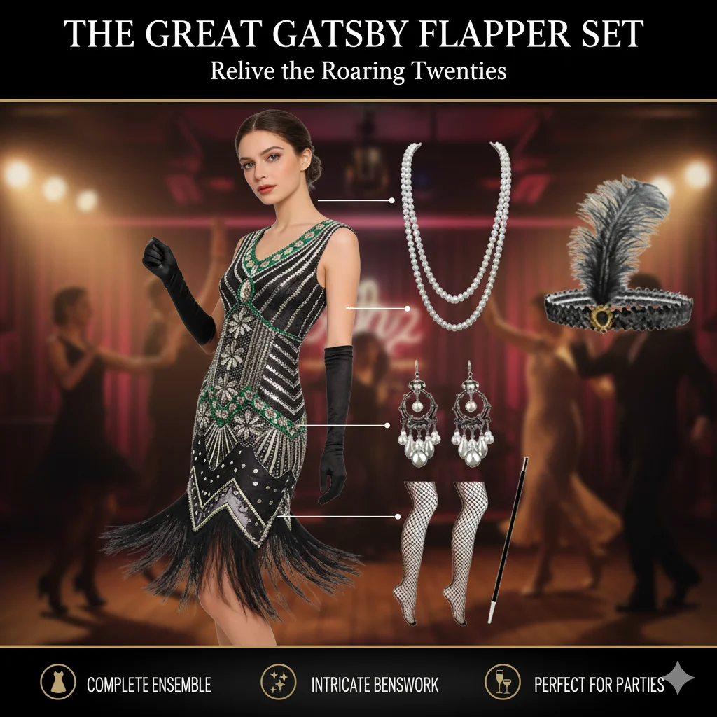 

Платье в стиле ретро в европейском и американском стиле 1920-х годов с тяжелой бахромой, костюм для косплея