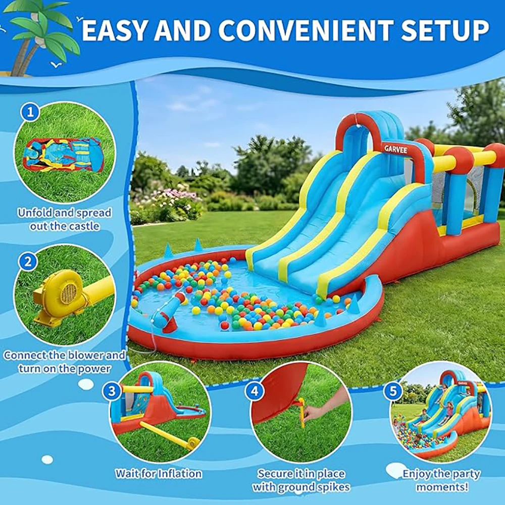 Parque Aquático Inflável 8 em  - Kids Outdoor Slide avaliação e preço