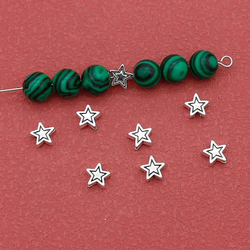 100pcs/Lot Pretty Tibetan Silver Star Loose Small Beads Fashion Jewelry Handmade Metal Spacers DIY Bracelets Necklace Findings