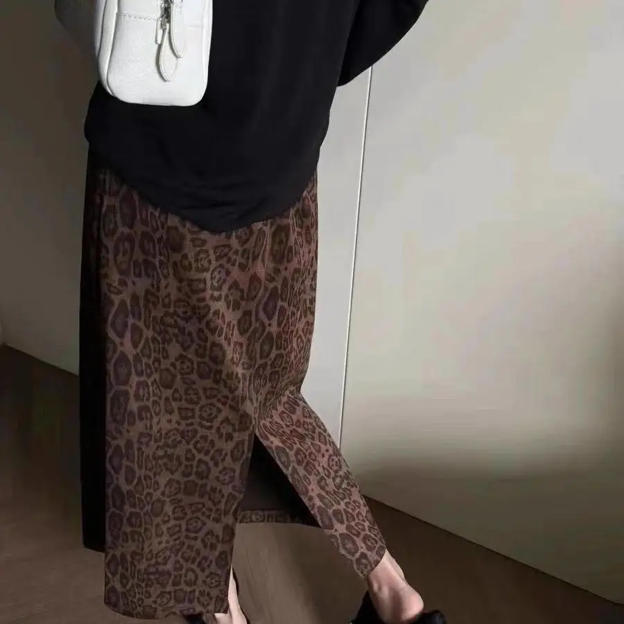 

Leopard Print Fashionable Half Skirt For Women, Autumn/Winter 2025 New Retro Slim Mid Length Half Skirt