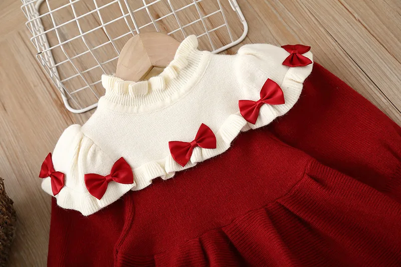 Kids Knitted Dresses For Girls Winter and Autumn Costume Warm Girls Long Sleeve Sweater Dresss Children Clothes Knitwear