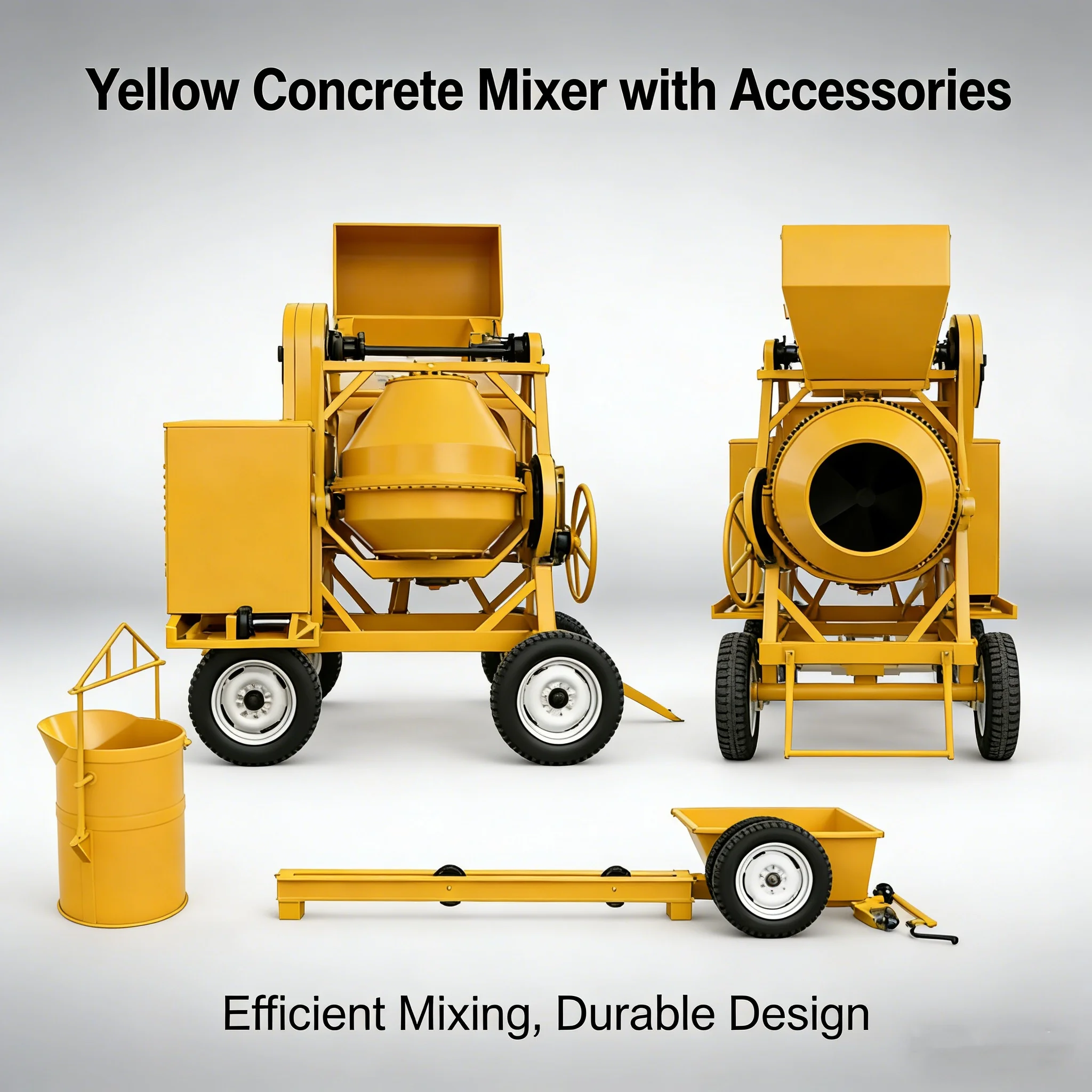 

Mobile Concrete Mixers 500L/700L with 15KW Motor Manual Discharge Four Wheels