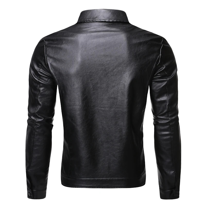 Autumn and winter new casual men\'s motorcycle slim lapel leather coat