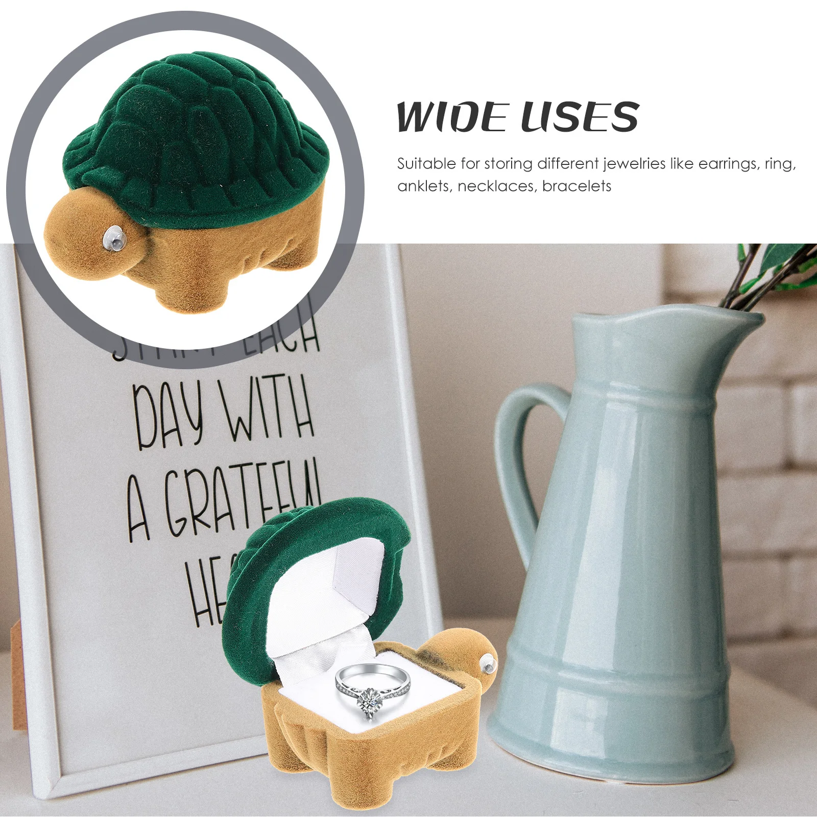 

Cute Turtle Jewelry Box Small Ring Case for Earrings Necklaces Bracelets Portable Lightweight Safe Sturdy Gift