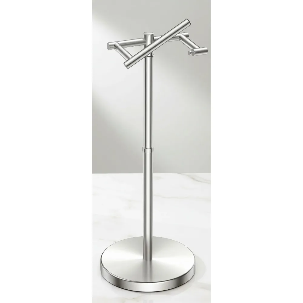 

Adjustable Freestanding Toilet Paper Holder Stand, Durable Stainless Steel Bathroom Tissue Roll Storage with Weighted Base