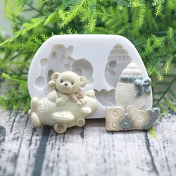 Cartoon Cute Bear Cake Mould Baby Shower Party 3D Silicone Fondant Cookie Chocolate Mold for DIY Cake Decorating Tools