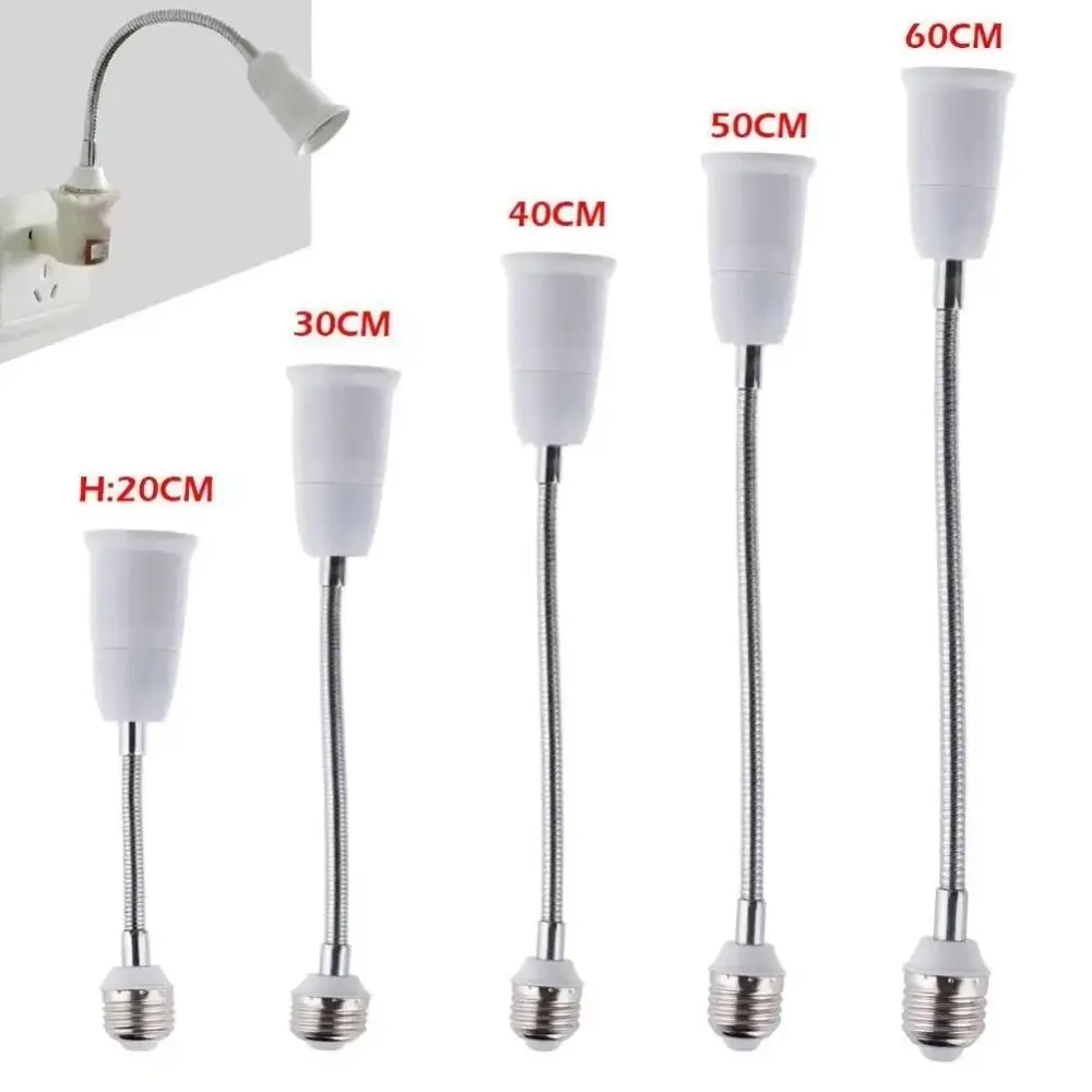 

20/30/40/60cm LED Bulb Extension Tube E27 To E27 Lengthen Lamp Holder Converter Threaded Flexible Bulb Conversion Socket Home