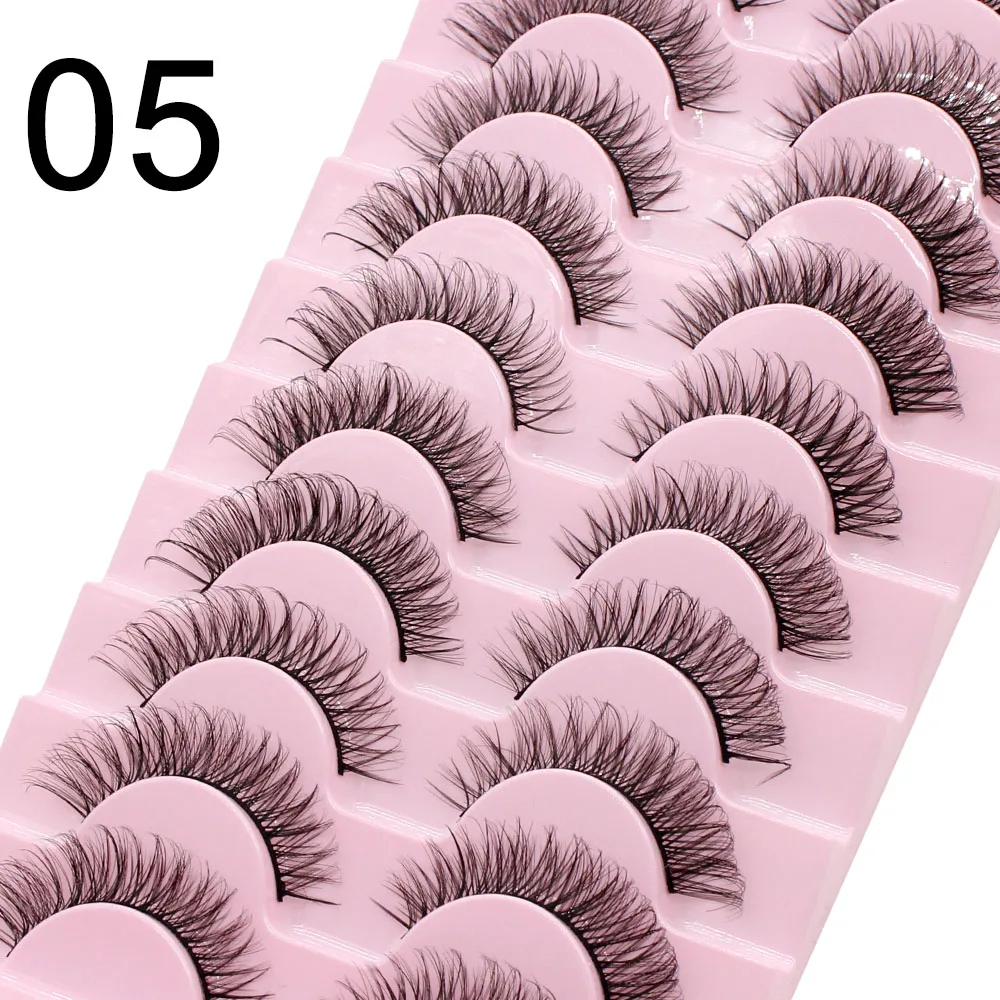Moonlily 10 Paar Vollstreifen-Wimpern DD Curl Runde 3D-Wimpern Wiederverwendbare flauschige falsche Wimpern Russische Verlängerungen – Detail 11