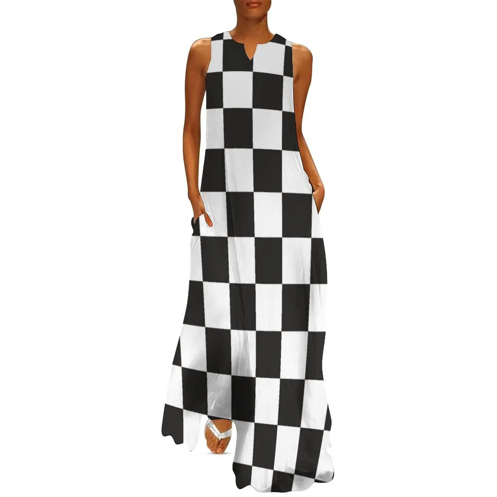 Black and White Checkerboard Chess square pattern HD High Quality Online Store Long Dress long dress women Dress