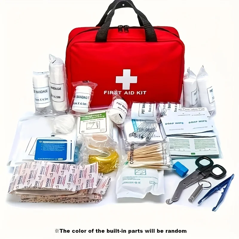 First Aid Kit - 188 pcs - for car, home, travel, camping, office or sport, fully stocked with emergency and survival essentials