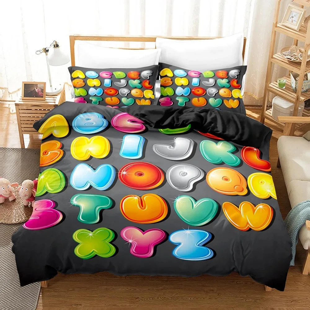 Alphabet Lore Bedding Set Single Twin Full Queen King Size Bed Set Girls Boys Bedroom Duvet Cover Sets Anime Duvet Cover