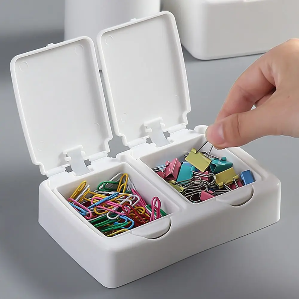 Pop Window Type Storage Box Cotton Swab Box Rectangular Double Grid Circular Simple Storage Small Objects Hair Accessories Class