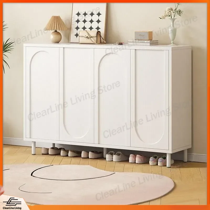 Ultra Thin Tipping Bucket Shoe Cabinet Space Saving Solid Wood Color Door Storage Rack for Small Apartment Household Entrance