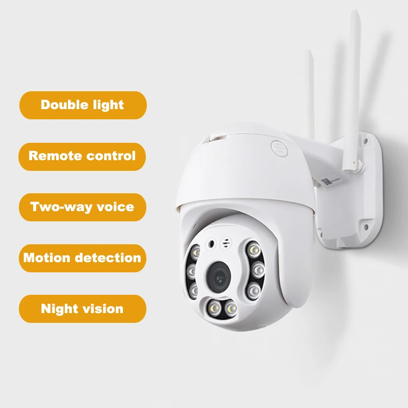 Cameras De Seguridad WIFI White Light Full Color Night Vision Double Light Source Ball Machine Camera Intelligent Monitoring Out